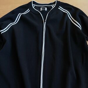 Chico's Black Zip-Up with White Stripe Accents